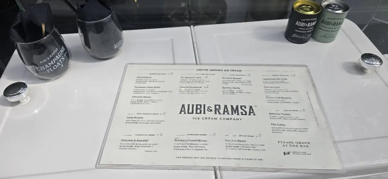 Aubi and Ramsa liquor-infused ice cream menu at Seminole Hard Rock Hollywood