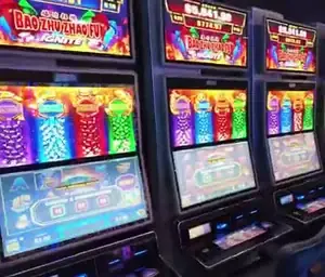 Bao Zhu Zhao Fu titles on a bank of Celebrity Beyond slot cabinets