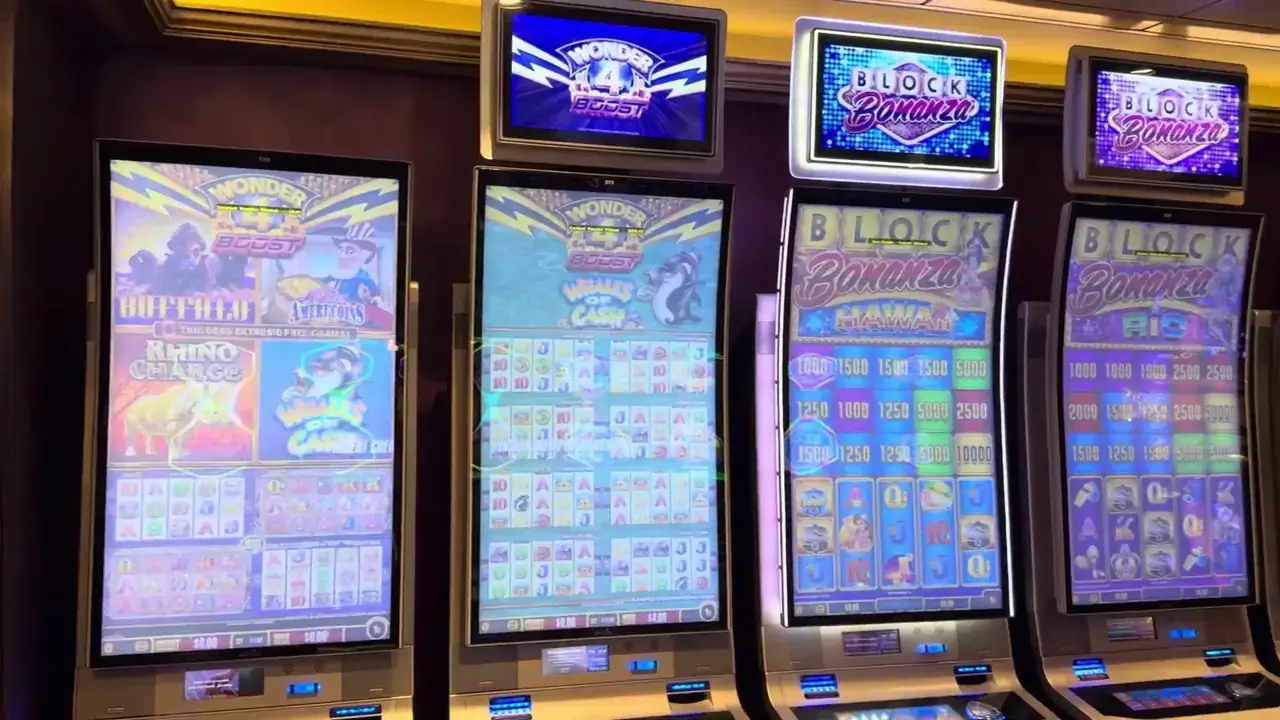 Anthem of the Seas casino video frame showing Wonder 4 Boost.