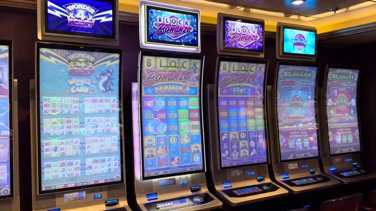Anthem of the Seas casino video frame showing Block Bonanza.