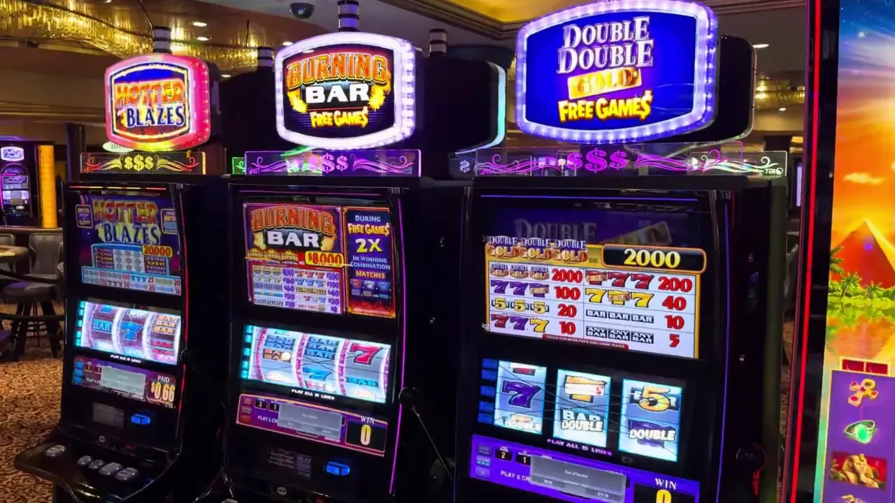 Anthem of the Seas casino video frame showing Hotter Blazes, Burning Bar: Free Games, Double Double Gold: Free Games.