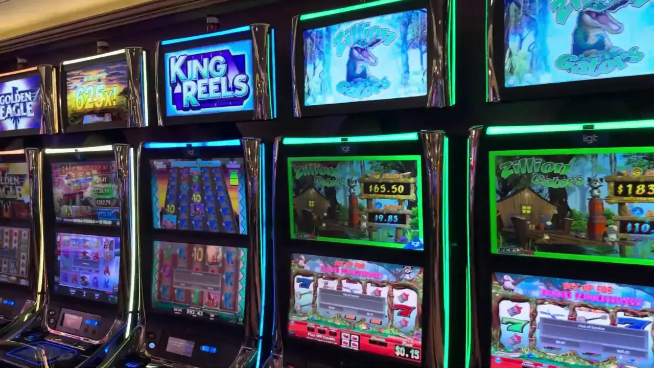 Anthem of the Seas casino video frame showing Zillion Gators, King Reels.