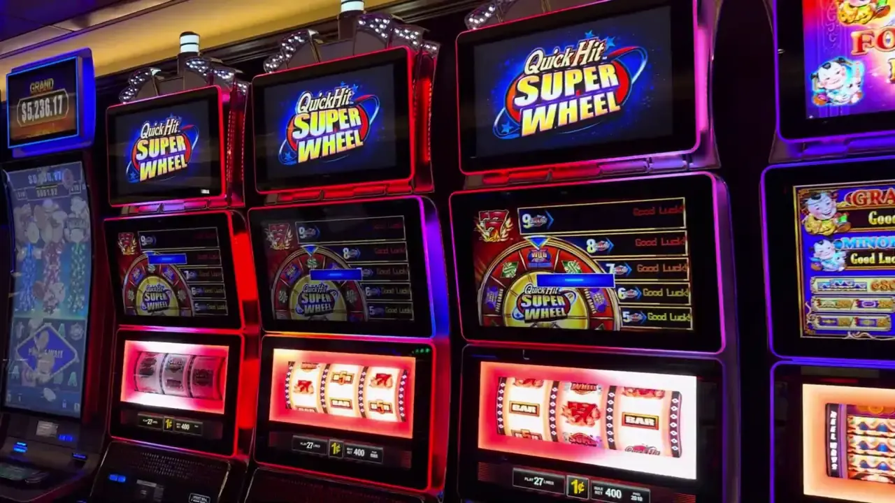 Anthem of the Seas casino video frame showing Quick Hit Super Wheel.