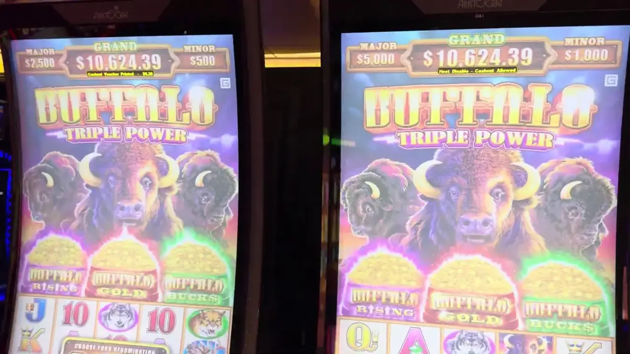 Anthem of the Seas casino video frame showing Buffalo Triple Power.