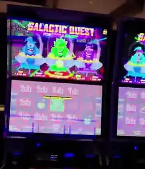 Galactic Quest title above a Celebrity Reflection slot cabinet