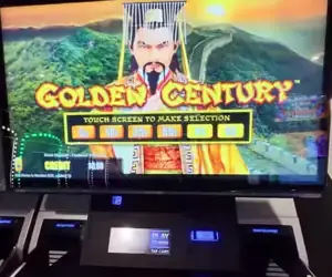 Golden Century game screen and controls on a cabinet aboard Celebrity Edge