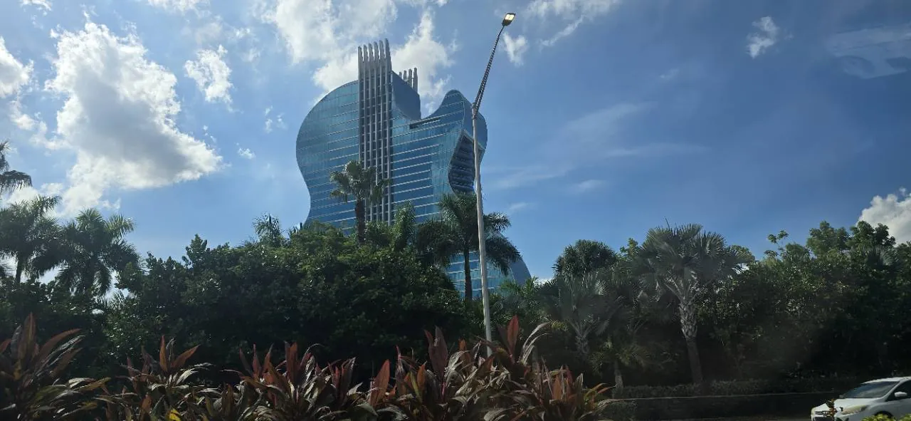 The Guitar Hotel at Seminole Hard Rock Hollywood under a blue Florida sky