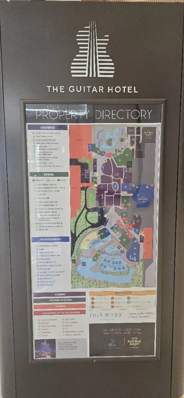 Guitar Hotel property directory showing the Seminole Hard Rock Hollywood resort layout