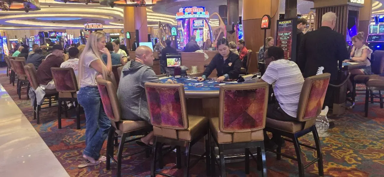 Busy live blackjack tables at Seminole Hard Rock Hollywood casino