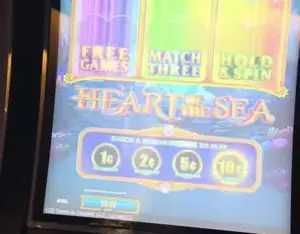 Heart of the Sea title visible on the main screen of a Celebrity Apex slot cabinet