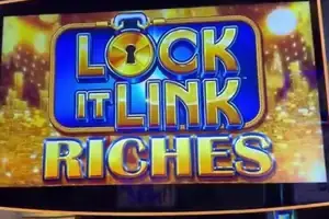 Lock It Link Riches title on a Celebrity Equinox slot cabinet