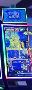 Mighty Magnus title above a Celebrity Reflection slot cabinet