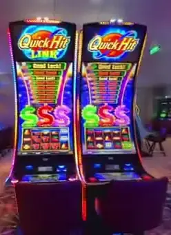 Quick Hit Link title above slot cabinets in the Celebrity Xcel casino