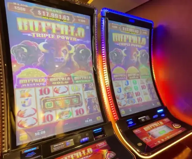 Buffalo Triple Power cabinets in the Quantum of the Seas walkthrough.