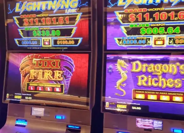 Lightning Link: Tiki Fire, Lightning Link: Dragon's Riches cabinets in the Quantum of the Seas walkthrough.