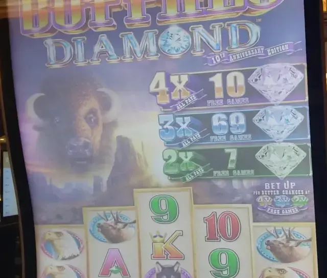 Buffalo Diamond: 10th Anniversary Edition cabinets in the Quantum of the Seas walkthrough.