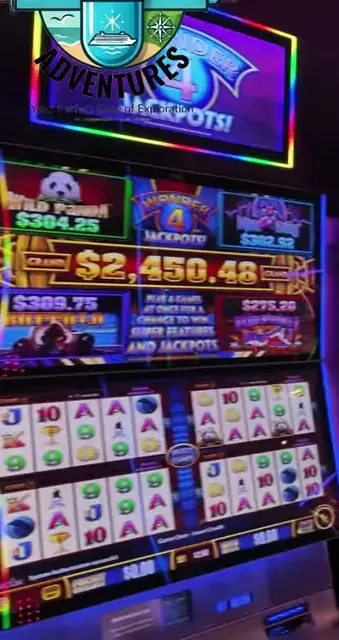 Wonder 4 Jackpots cabinets in the Oasis of the Seas walkthrough.