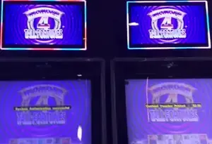 Triple Fortunes title above Celebrity Apex slot cabinets