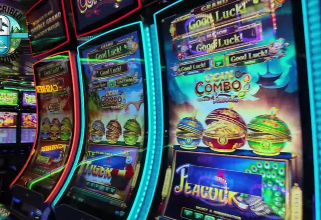 Slot cabinets showing Coin Combo: Peacock, Coin Combo: Tiger aboard Enchantment of the Seas.