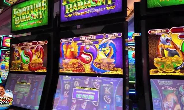 Slot cabinets showing Fortune Harmony aboard Independence of the Seas.