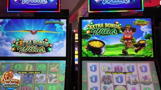 Slot cabinets showing Extra Bonus Wilds aboard Independence of the Seas.