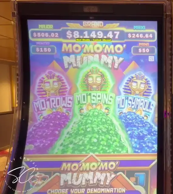 Mo' Mo' Mo' Mummy machine cabinet visible in the credited ship casino walkthrough.