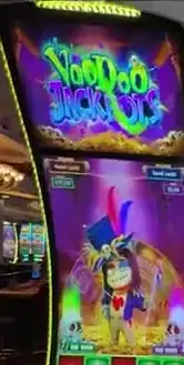 Voodoo Jackpots title on a Celebrity Eclipse slot cabinet